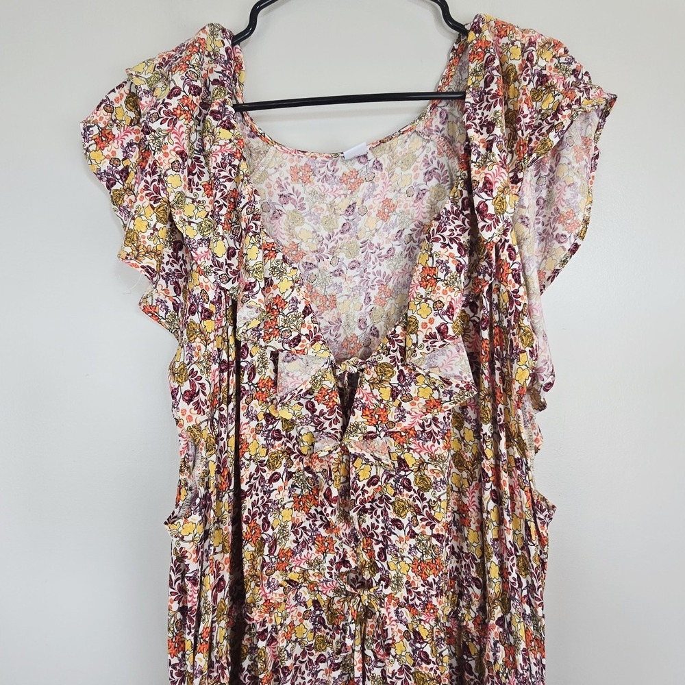 Old Navy Waist-Defined Flutter-Short‎ Sleeve Floral Mini Dress Pullover 3X.E176 - Picture 9 of 14